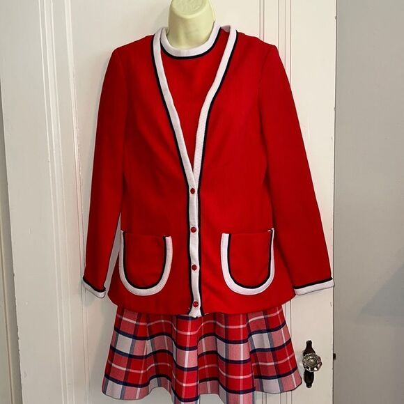 Vintage 70s Jerell of Texas red, white & blue sleeveless mini dress with jacket - Picture 1 of 10